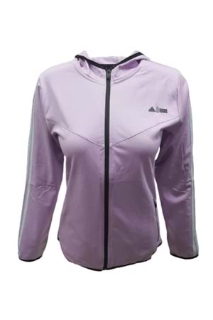 Adidas A0778 Kadın Dalgıç Kolu Şeritli Tam Fermuarlı Sweatshirt - Mor - ST01081-Mor-XL