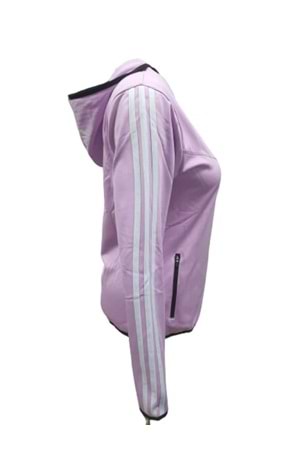 Adidas A0778 Kadın Dalgıç Kolu Şeritli Tam Fermuarlı Sweatshirt - Mor - ST01081-Mor-XL
