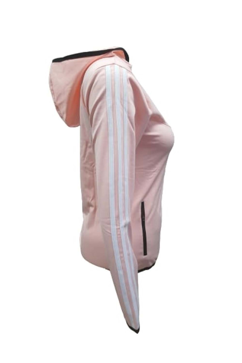 Adidas A0778 Kadın Dalgıç Kolu Şeritli Tam Fermuarlı Sweatshirt - Pembe - ST01081-Pembe-XXL