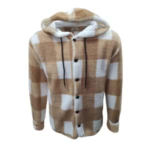 Yegua Y01092 Erkek Kareli Kapüşonlu Kuzu Peluş Hırka