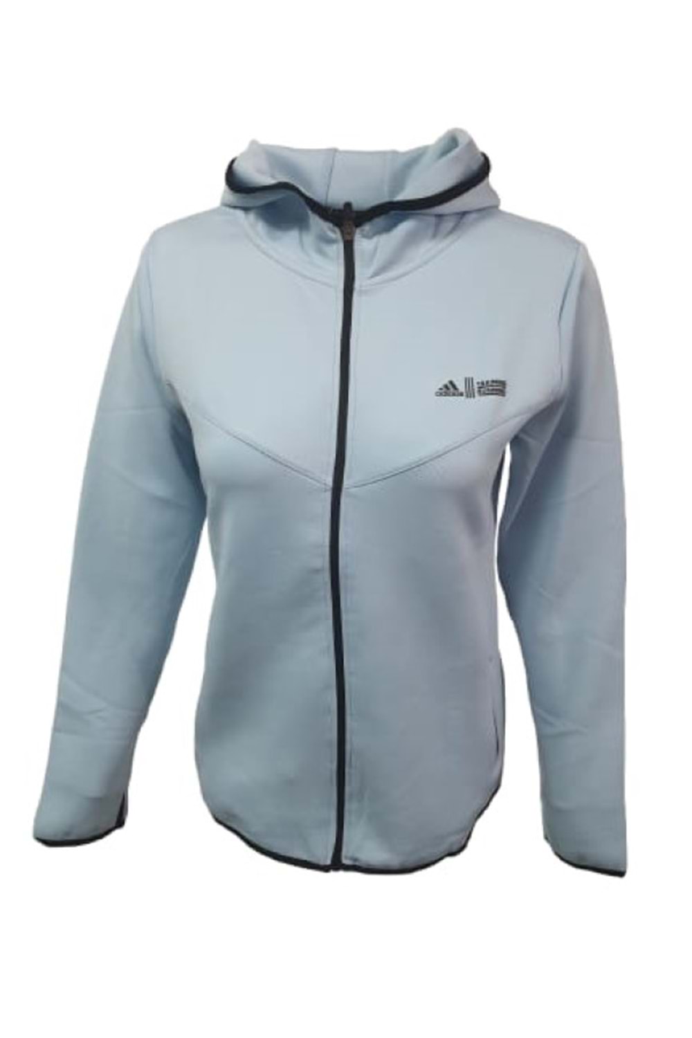 Adidas A0796 Kadın Scuba Kapüşonlu Tam Fermuarlı Sweatshirt - Mavi - ST01105-Mavi-XXL