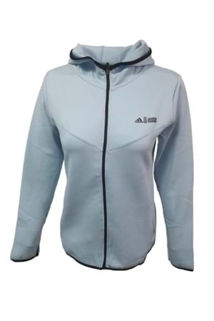 Adidas A0796 Kadın Scuba Kapüşonlu Tam Fermuarlı Sweatshirt - Mavi - ST01105-Mavi-XXL