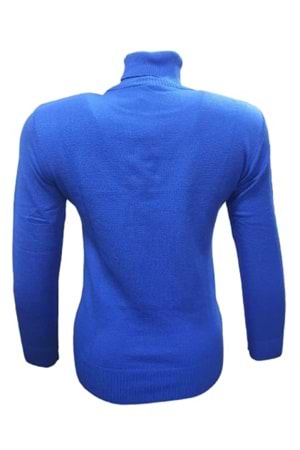 Me-Na 3001 Kadın Triko İnce Tam Balıkçı Kazak - Mavi