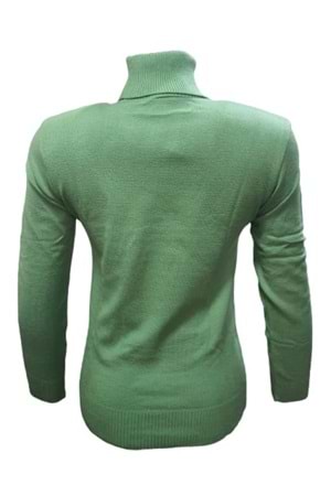 Me-Na 3001 Kadın Triko İnce Tam Balıkçı Kazak - Yeşil