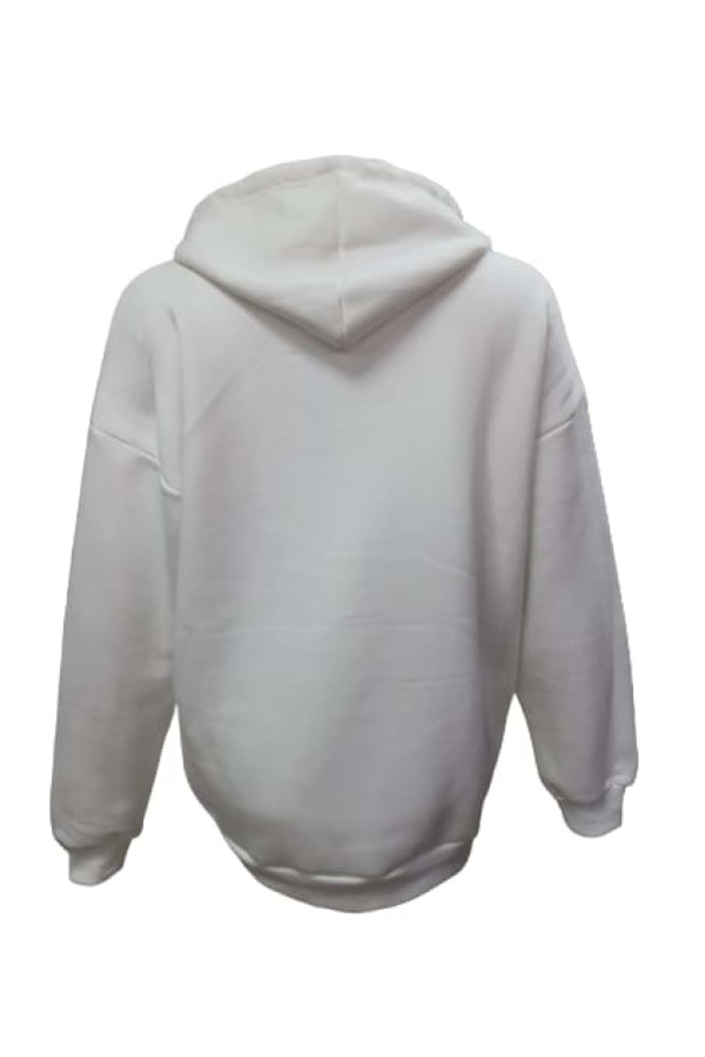 Z&M Fashion Z01126 Kadın Oversize Kapüşonlu Baskılı Üç İplik Şardonlu Sweatshirt - Z01126 - Beyaz - ST01126-Beyaz-L