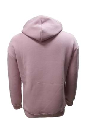 Tarz Cool T01128 Erkek Pamuklu Kapüşonlu Şardonlu Üç İplik Sweatshirt - ST01128-Pembe-L