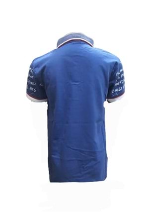 Petitox Çocuk Erkek Polo Yaka Baskılı T-shirt 3023 - Mavi - 7 YAŞ