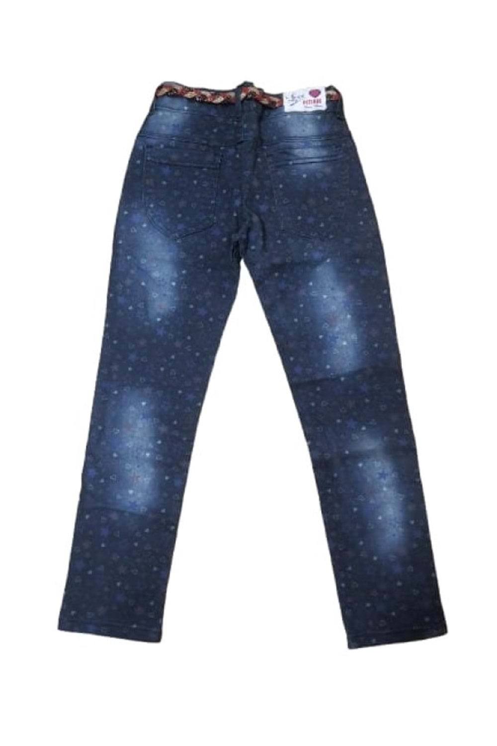 Pıtırık P01197 Çocuk Kız Çiçekli Baskılı Kot Pantolon - Lacivert