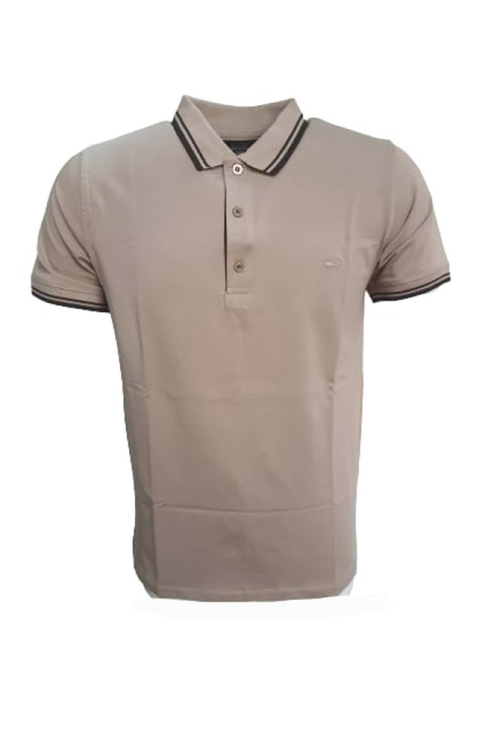 Rey Polo Erkek Basic Polo Yaka Kısa Kol T-shirt R01201 - Bej - L
