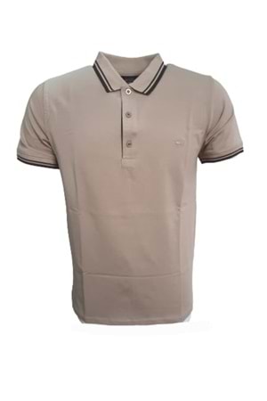 Rey Polo Erkek Basic Polo Yaka Kısa Kol T-shirt R01201 - Bej - L