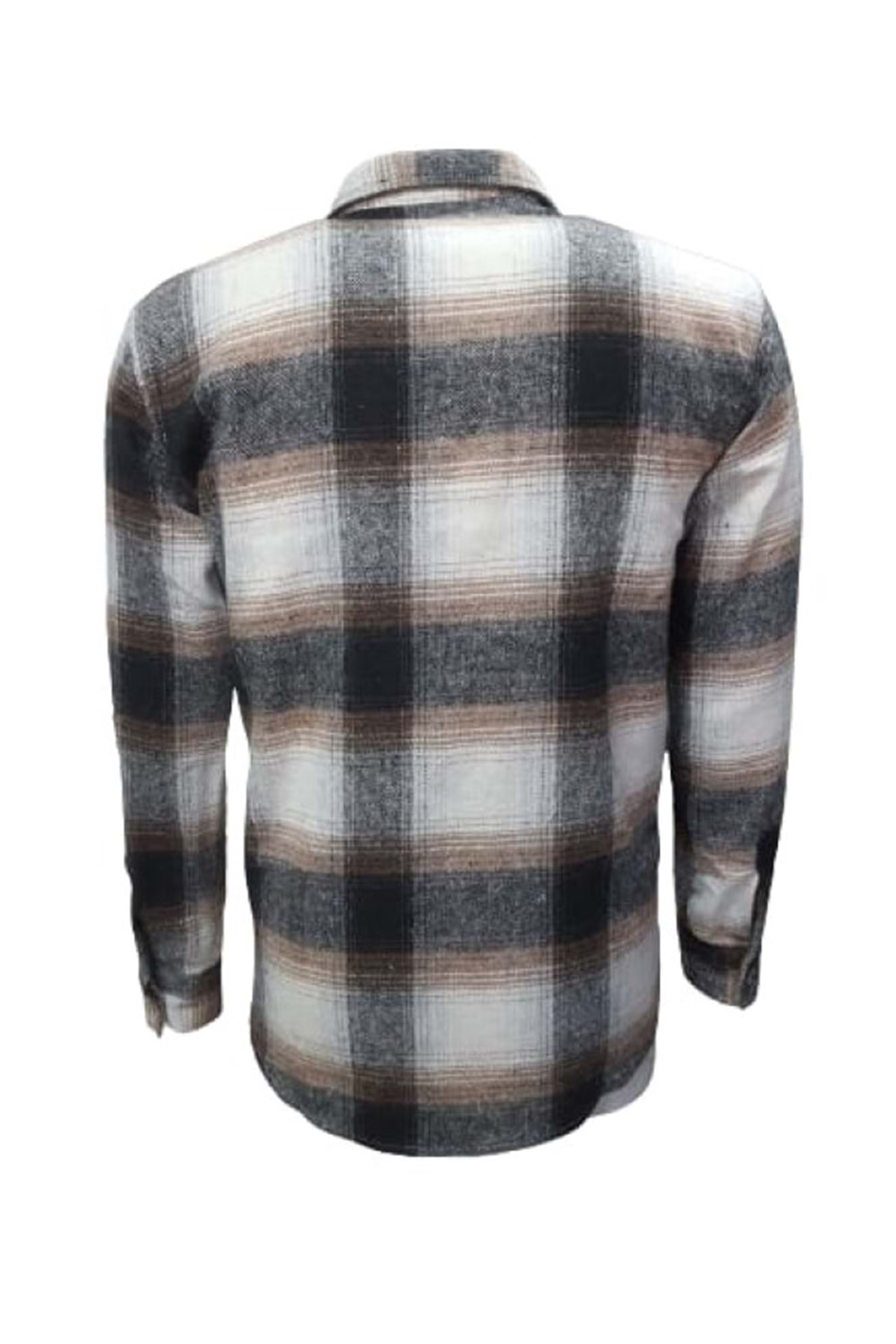 Ronex R01212 Erkek Oduncu Cepli Düğmeli Büyük Kareli Gömlek - ST01212-Açık Kahverengi-L