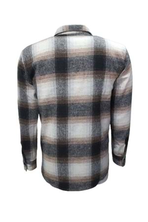 Ronex R01212 Erkek Oduncu Cepli Düğmeli Büyük Kareli Gömlek - ST01212-Açık Kahverengi-L