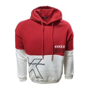 Tarz Cool T01215 Erkek Oversize Kapüşonlu Baskılı Üç İplik Sweatshirt