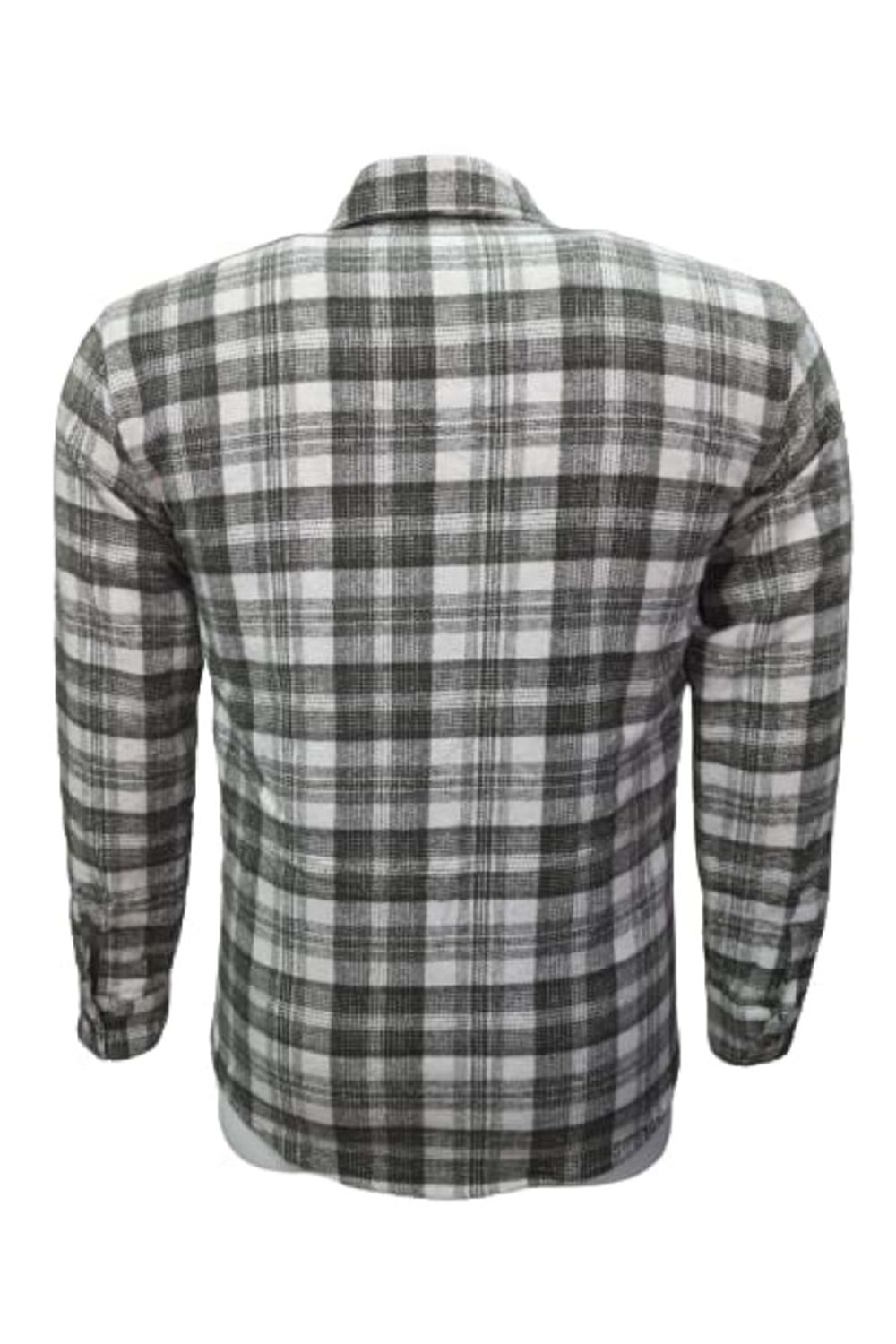 Ronex R01216 Erkek Oduncu Cepli Düğmeli Çizgili Gömlek - R01216 -Yeşil - ST01216-Yeşil-XXL