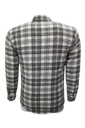 Ronex R01216 Erkek Oduncu Cepli Düğmeli Çizgili Gömlek - R01216 -Yeşil - ST01216-Yeşil-XXL