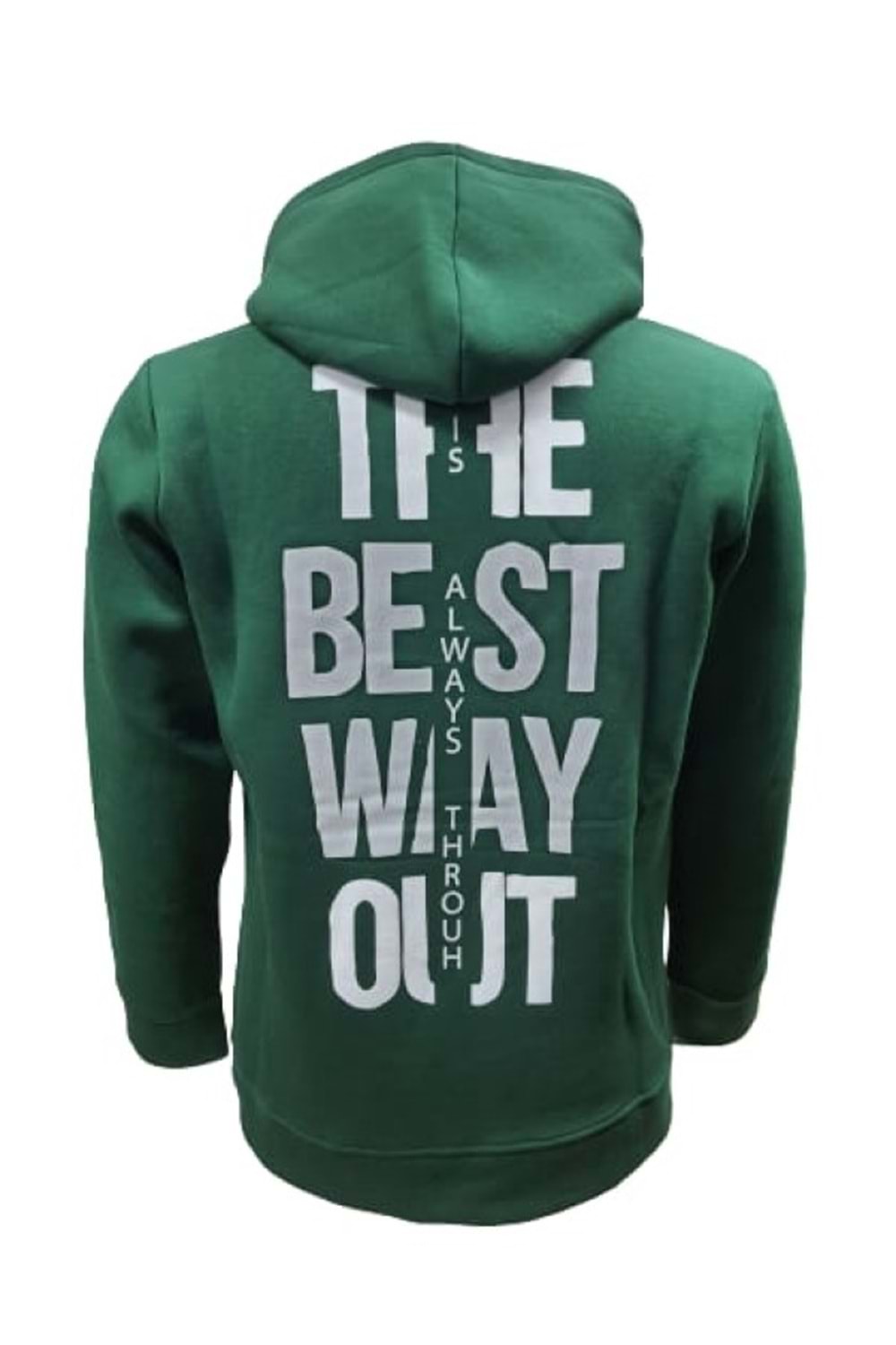 Tarz Cool T01221 Erkek Pamuklu Kapüşonlu Şardonlu Baskılı Üç İplik Sweatshirt - ST01221-Yeşil-M