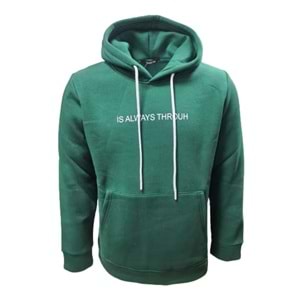 Tarz Cool T01221 Erkek Pamuklu Kapüşonlu Şardonlu Baskılı Üç İplik Sweatshirt