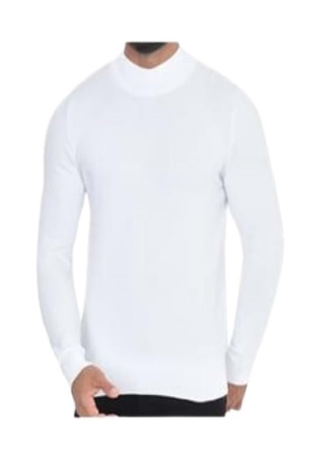 Ce-Ce C3506 Erkek Basic Triko Yarm Balıkçı İnce Kazak - C3506 - Beyaz - ST01231-Beyaz-XXL