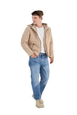 Delpino D0306 Erkek Süet Slim Kesim Kapüşonlu Mont - D0306 - Vizon - ST01240-Vizon-L