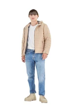 Delpino D0306 Erkek Süet Slim Kesim Kapüşonlu Mont - D0306 - Vizon - ST01240-Vizon-L