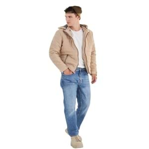 Delpino D0306 Erkek Süet Slim Kesim Kapüşonlu Mont