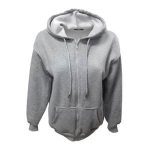 Z&M Fashion Z01246 Kadın Oversize Kapüşonlu Fermuarlı Üç İplik Sweatshirt