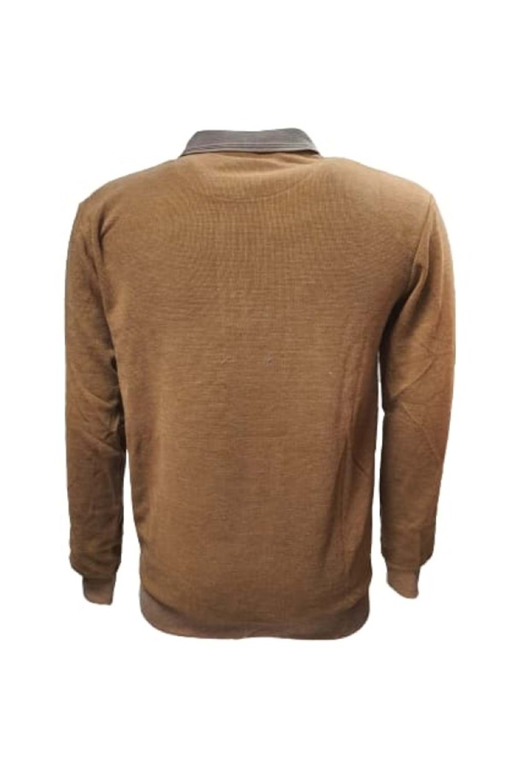 Rey Polo R01253 Erkek Basic Selanik Polo Yaka Sweatshirt - ST01253-Taba-XL