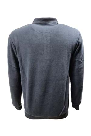 Rey Polo R01259 Erkek Basic Cepli Selanik Polo Yaka Sweatshirt - R01259 - Mavi - ST01259-Mavi-M