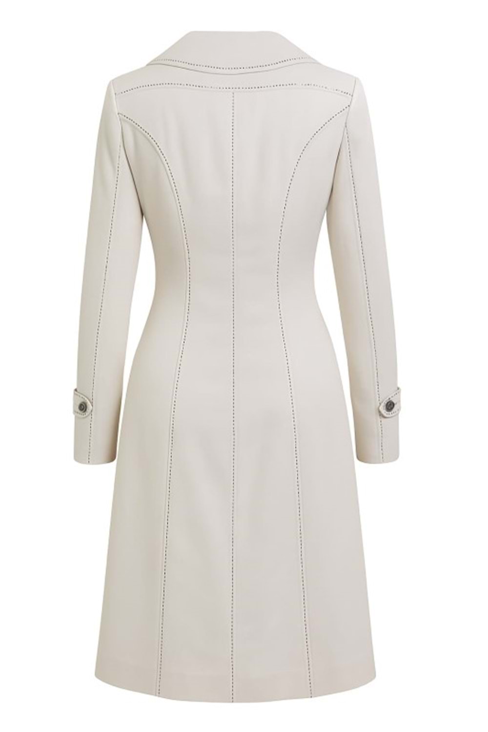 İli İ01311 Kadın Keten Önü Düğmeli Trençkot - Ekru - ST01311-Ekru-38