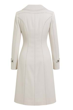 İli İ01311 Kadın Keten Önü Düğmeli Trençkot - Ekru - ST01311-Ekru-38