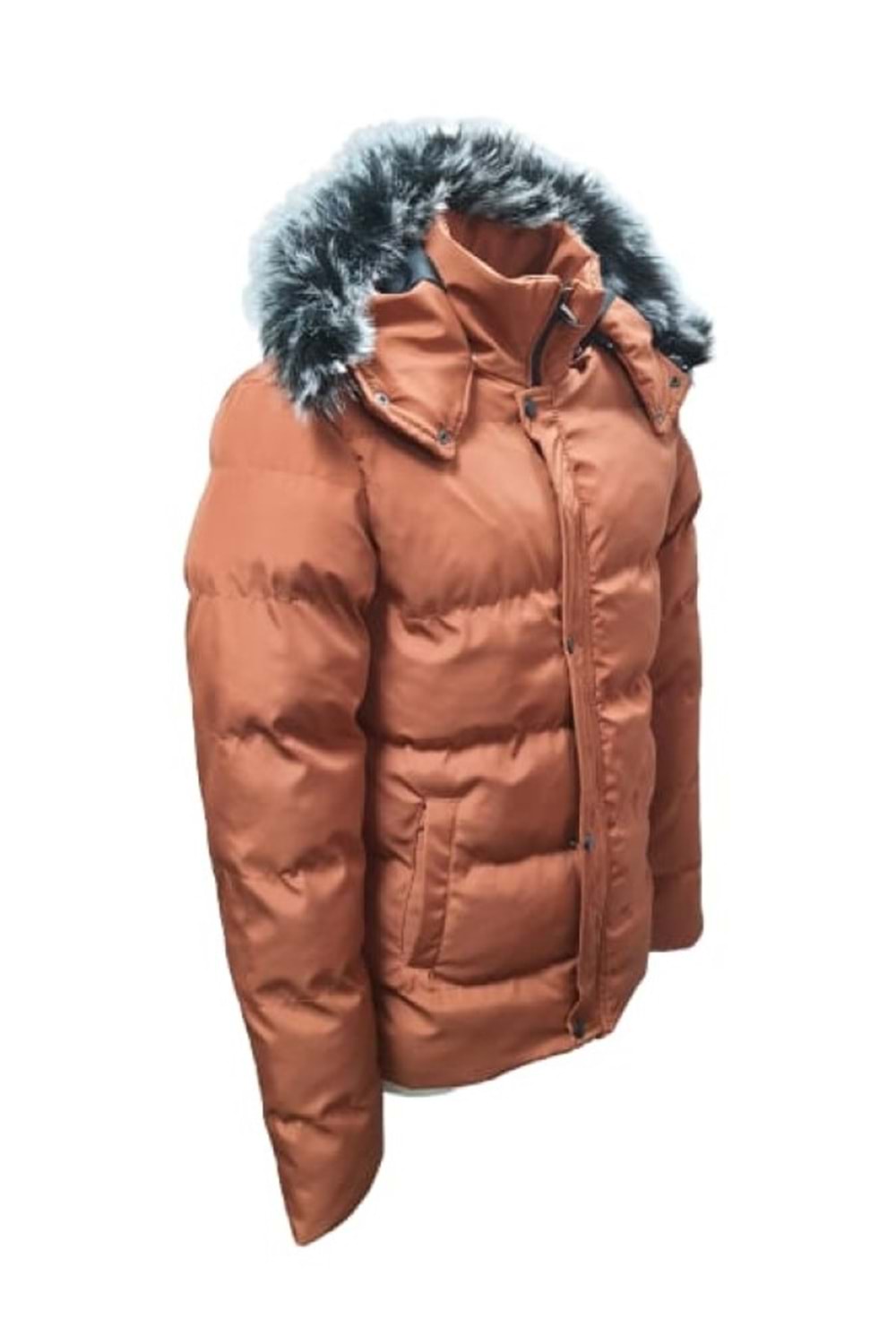 Zagmen Z01325 Erkek Kapüşonu Kürklü İçi Peluşlu Şişme Mont - Z01325 - Kiremit - ST01325-Kiremit-XXL