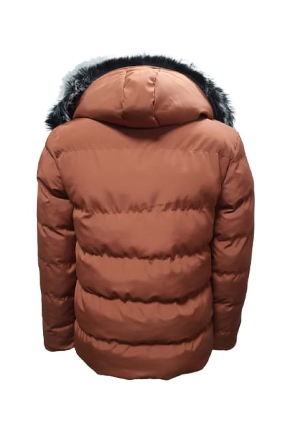 Zagmen Z01325 Erkek Kapüşonu Kürklü İçi Peluşlu Şişme Mont - Z01325 - Kiremit - ST01325-Kiremit-XXL