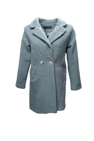Kaside K3401 Kadın Buklet Kısa Kaşe Kaban - K3401 - Mavi - ST01337-Mavi-XL