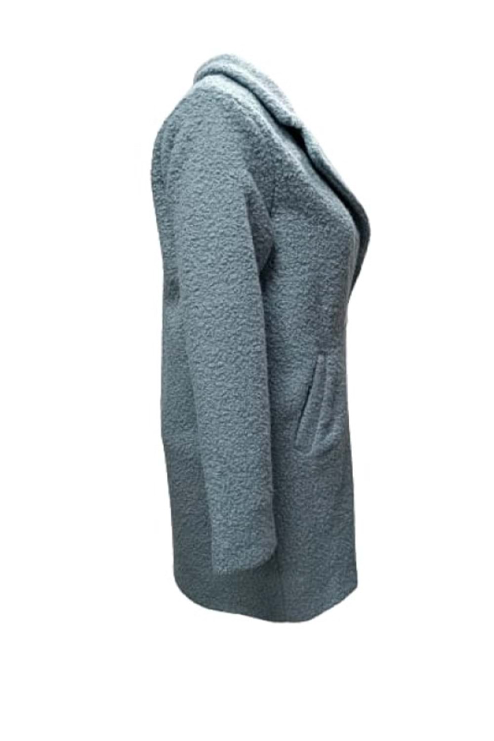 Kaside K3401 Kadın Buklet Kısa Kaşe Kaban - K3401 - Mavi - ST01337-Mavi-XL