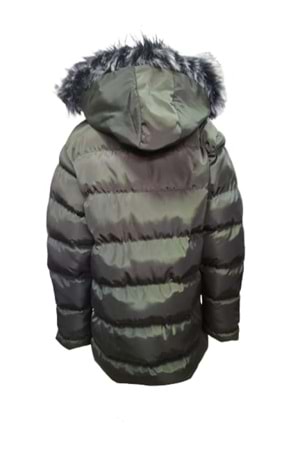 Es Booz E01339 Çocuk Erkek Kapüşonlu Kürklü Spor Mont - E01339 - Haki - ST01339-Haki-8 YAŞ