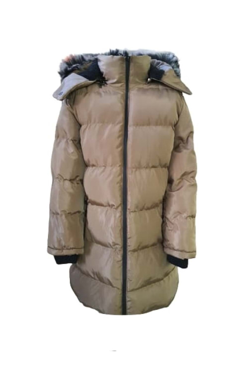 Bilen Kids B07002 Çocuk Kız Kapüşonlu Kürklü Spor Mont - B07702 - Bej - ST01343-Bej-9 YAŞ
