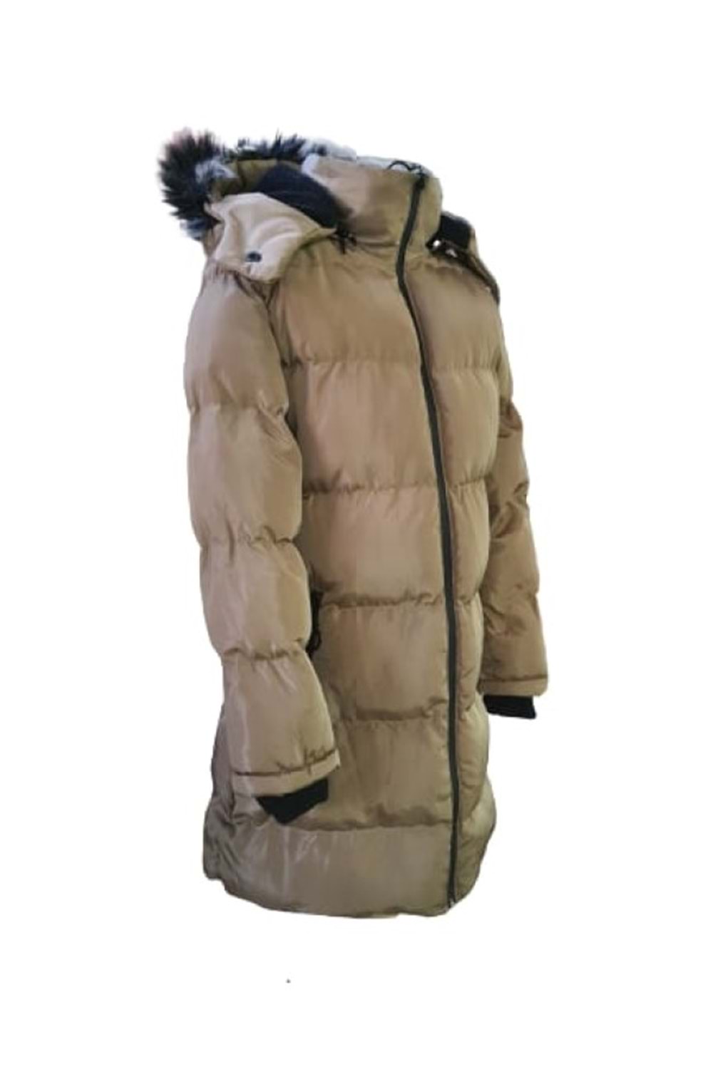 Bilen Kids B07002 Çocuk Kız Kapüşonlu Kürklü Spor Mont - B07702 - Bej - ST01343-Bej-9 YAŞ