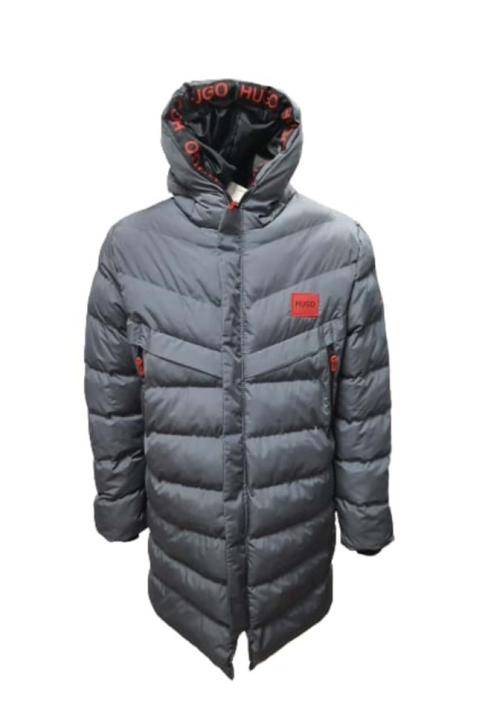 Hugo Boss H213983 Erkek Kapüşonlu Spor Şişme Kaban - H213983 - Gri - ST01345-Gri-M