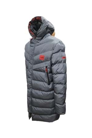 Hugo Boss H213983 Erkek Kapüşonlu Spor Şişme Kaban - H213983 - Gri - ST01345-Gri-M