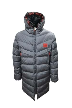Hugo Boss H213983 Erkek Kapüşonlu Spor Şişme Kaban - H213983 - Gri - ST01345-Gri-S