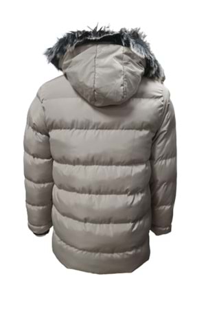 Es Booz E01347 Çocuk Erkek Kapüşonlu Kürklü Spor Mont - E01347 - Bej - ST01347-Bej-15 YAŞ