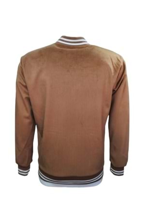 Lucky Man L01368 Erkek Fermuarlı Hakim Yaka Kadife Ceket - L01368 - Taba - ST01368-Taba-XXL