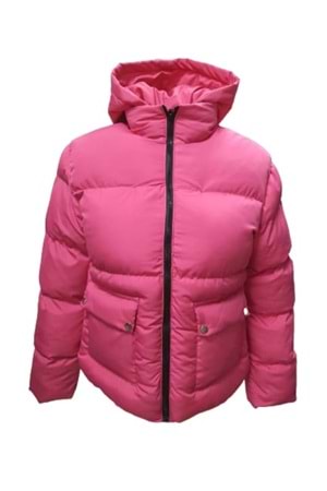 Kaside Y060 Kadın Oversize Kapüşonlu Şişme Spor Mont - Y060 - Pembe - ST01372-Pembe-L