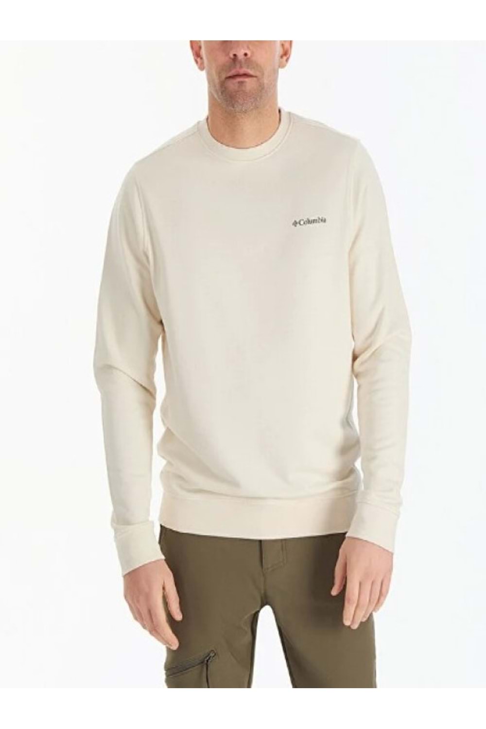 Columbia C1094 Erkek Büyük Beden İki İplik Sıfır Yaka Sweatshirt - C1094 - Beyaz - ST01404-Beyaz-6XL