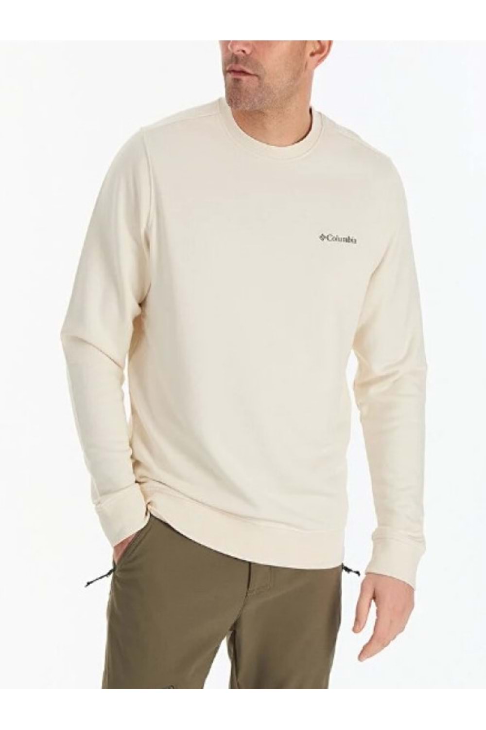 Columbia C1094 Erkek Büyük Beden İki İplik Sıfır Yaka Sweatshirt - C1094 - Beyaz - ST01404-Beyaz-6XL