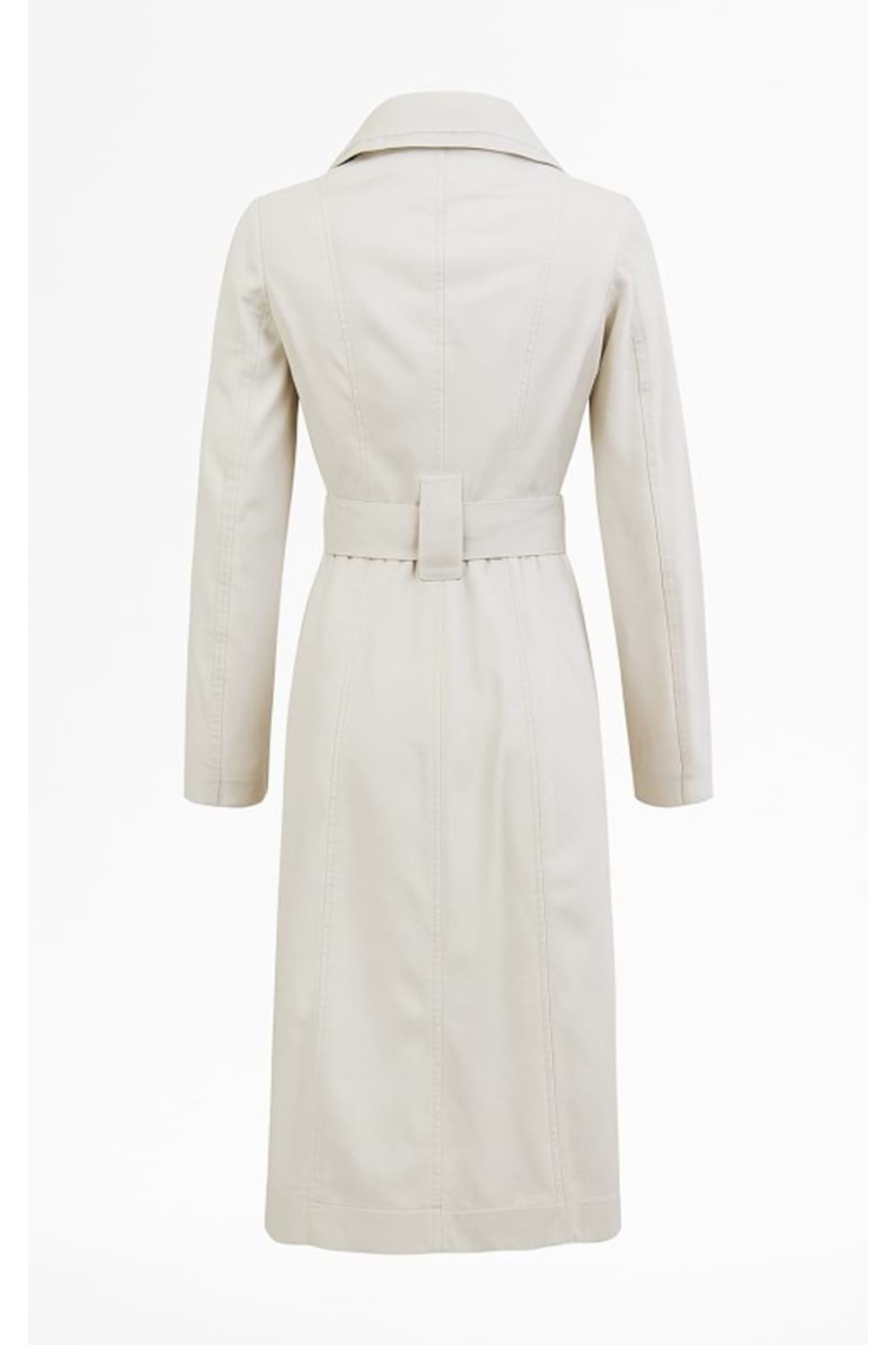 İli İ01411 Kadın Keten Önü Düğmeli Trençkot - Ekru - ST01411-Ekru-38