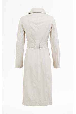 İli İ01411 Kadın Keten Önü Düğmeli Trençkot - Ekru - ST01411-Ekru-38