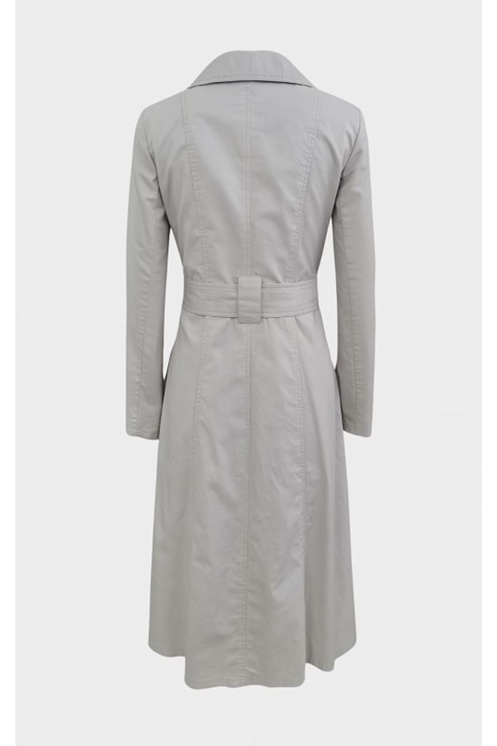 İli İ01411 Kadın Keten Önü Düğmeli Trençkot - Taş - ST01411-Taş-42