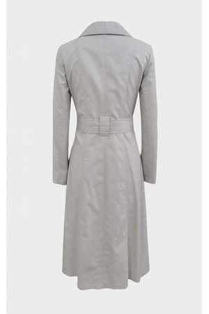 İli İ01411 Kadın Keten Önü Düğmeli Trençkot - Taş - ST01411-Taş-42