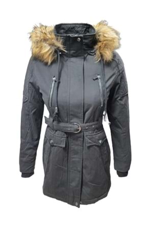 Tmberline Tb3439 Kadın Gabardin Kapüşonlu İçi Kürklü Mont - Tb3439 - Siyah